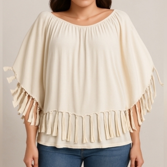 New Balance Tops - NB Wide Elastic Neck Poncho Top Over A Tank Top White 3X